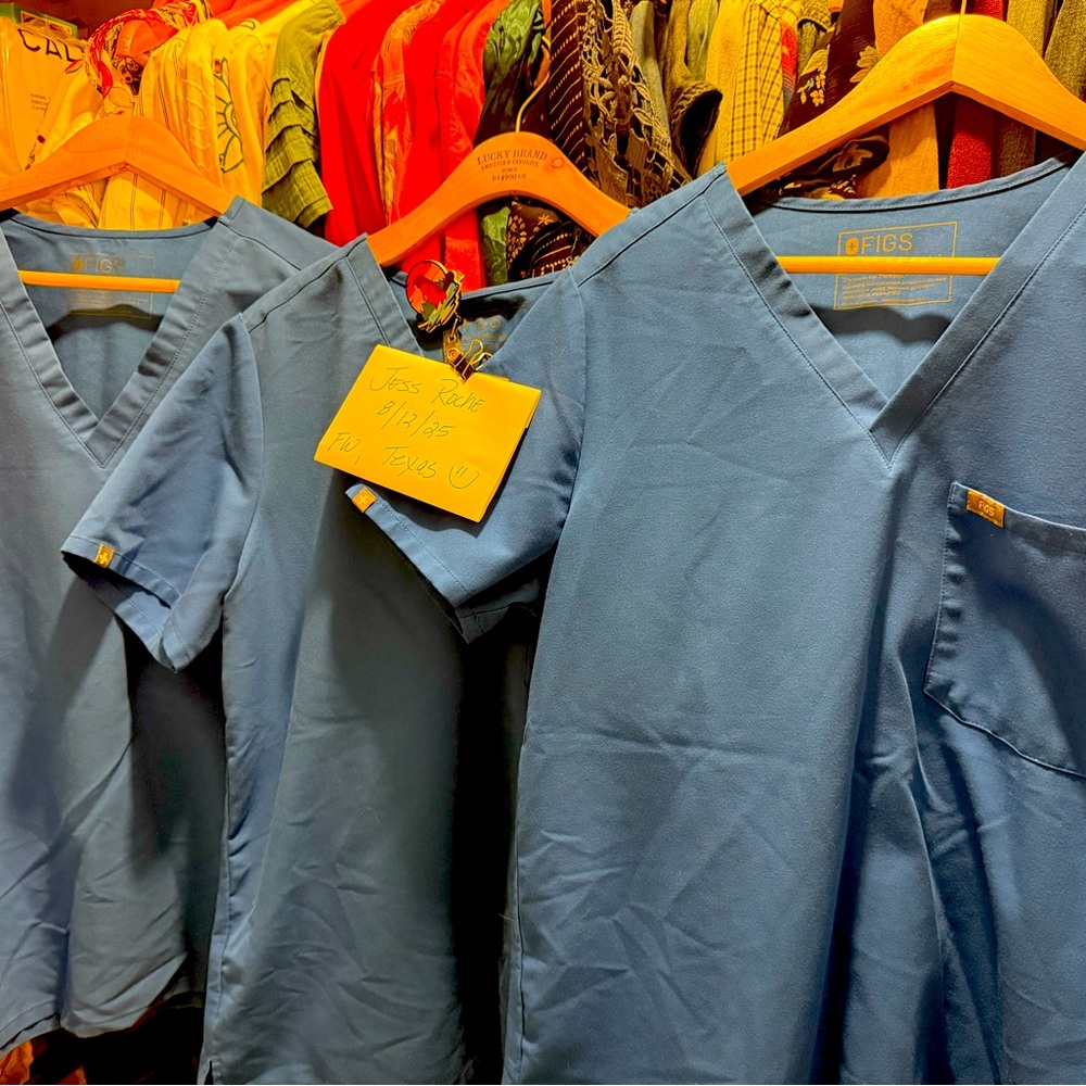Figs Royal Blue one pocket scrub top